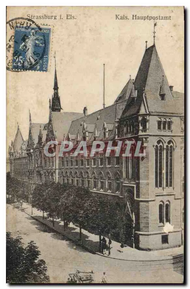 Els. 1. Strasbourg — Kais. Hauptpostamt — editor não visível - Frente