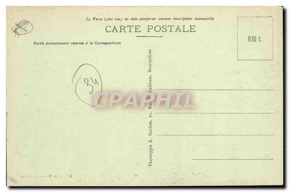Montpellier - Le Peyrou - Vista geral — Edição das Nouvelles Galeries, n°20 - Verso