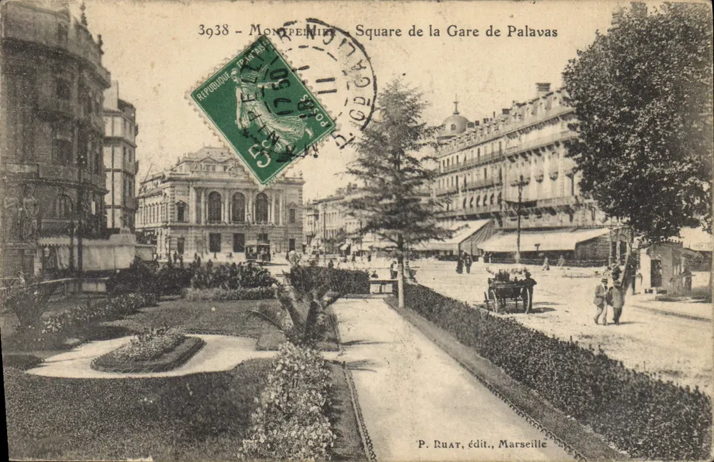 Square de la Gare de Palavas — Montpellier — P. Ruat, édit., Marseille - Frente
