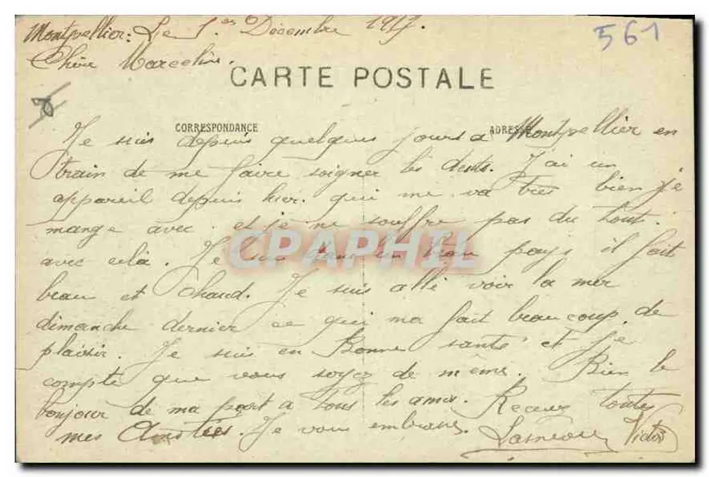 Montpellier — Place de la Comédie und das Theater — Verlag: A. Villaret et Collin Frères - Rückseite