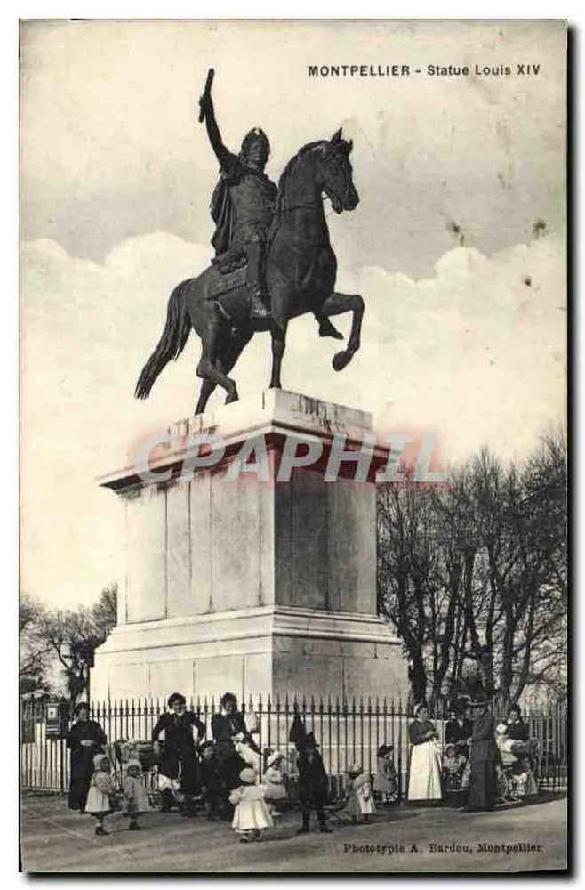 Montpellier - Estátua de Luís XIV — Fototipia A. Bardou, Montpellier - Frente