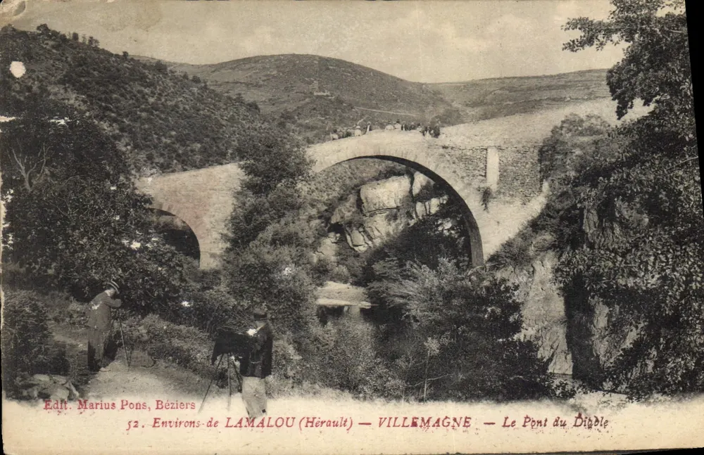 Umgebung von LAMALOU (Hérault) — VILLEMAGNE — Der Dibble-Brücke — Edit. Marius Pons, Béziers, Nr. 52 - Vorderseite