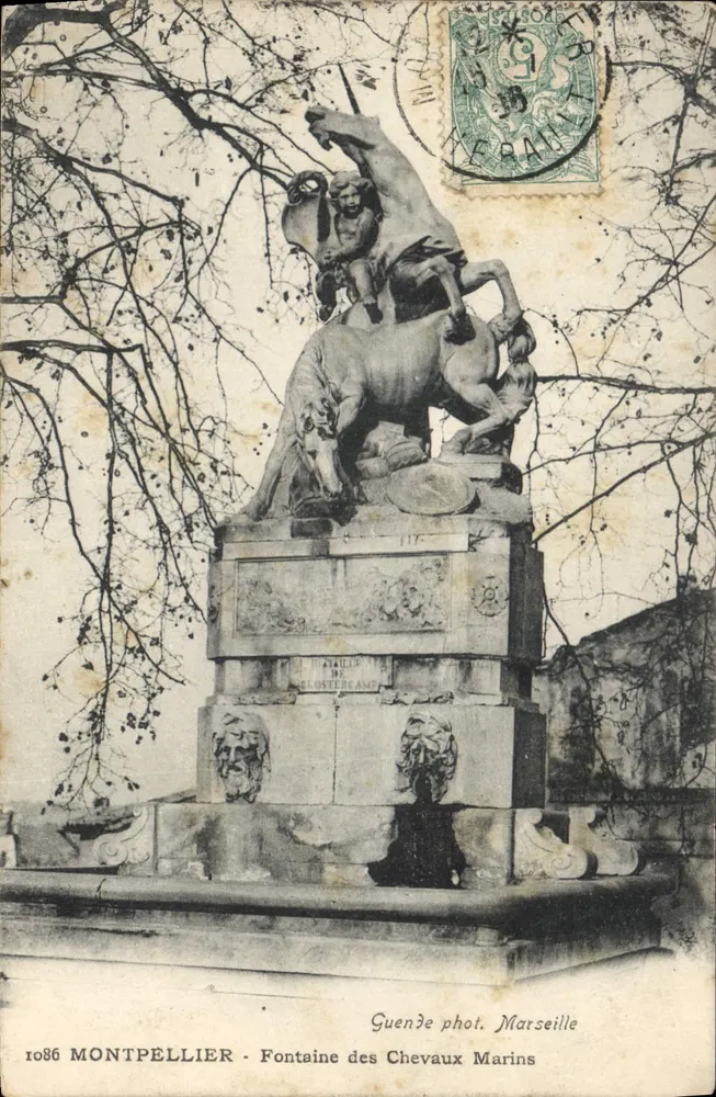 Montpellier - Fontäne der Seepferde — Guende phot. Marseille, n°1086 - Vorderseite