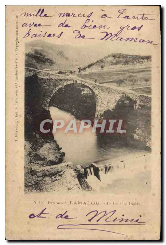 Arredores de Lamalou — O Ponte do Tialde — J. Raynaud, Fot. em Lédanena e Lambon-les-Faux, N° 10 - Frente