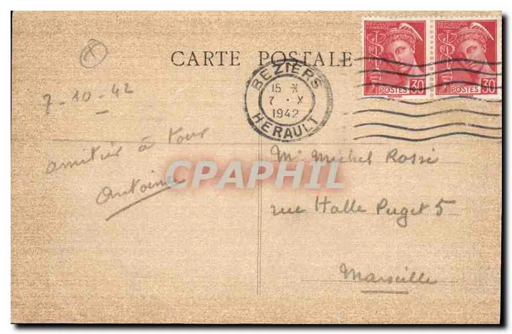 Béziers — Der Fluss Orb, die Mühlen von Bagnols — Edit. Clareton - Béziers - Rückseite