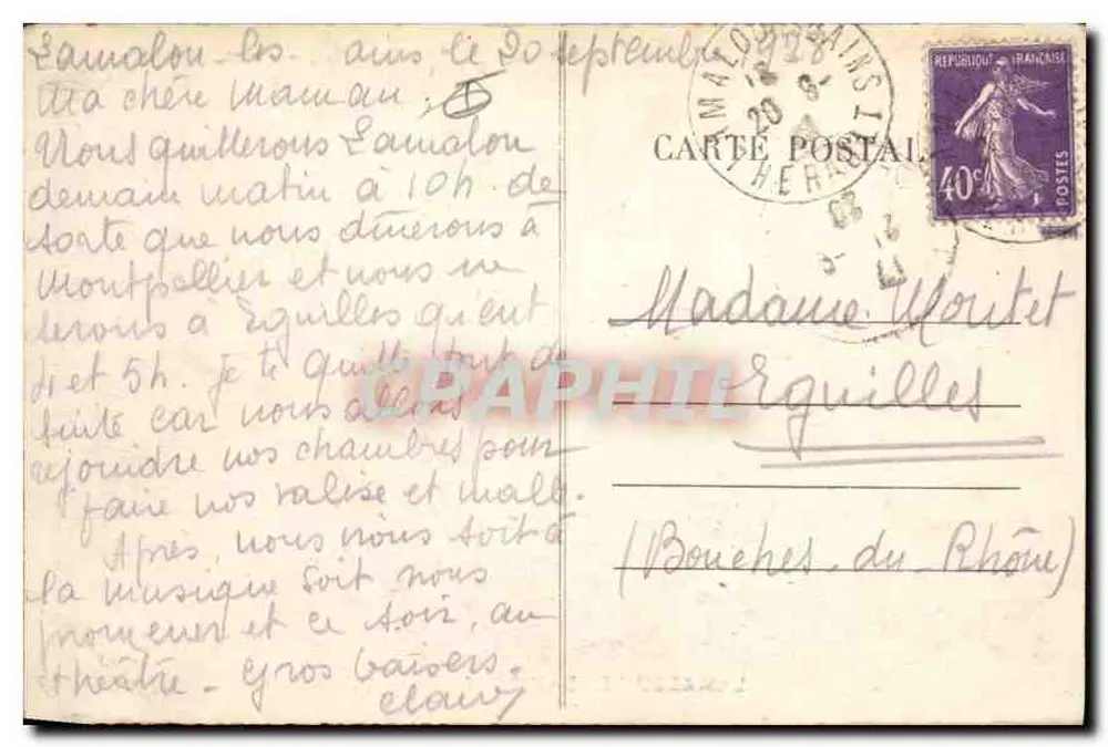 Lamalou-les-Bains — Jardim da Usclade — Graphil, n° 308 - Verso