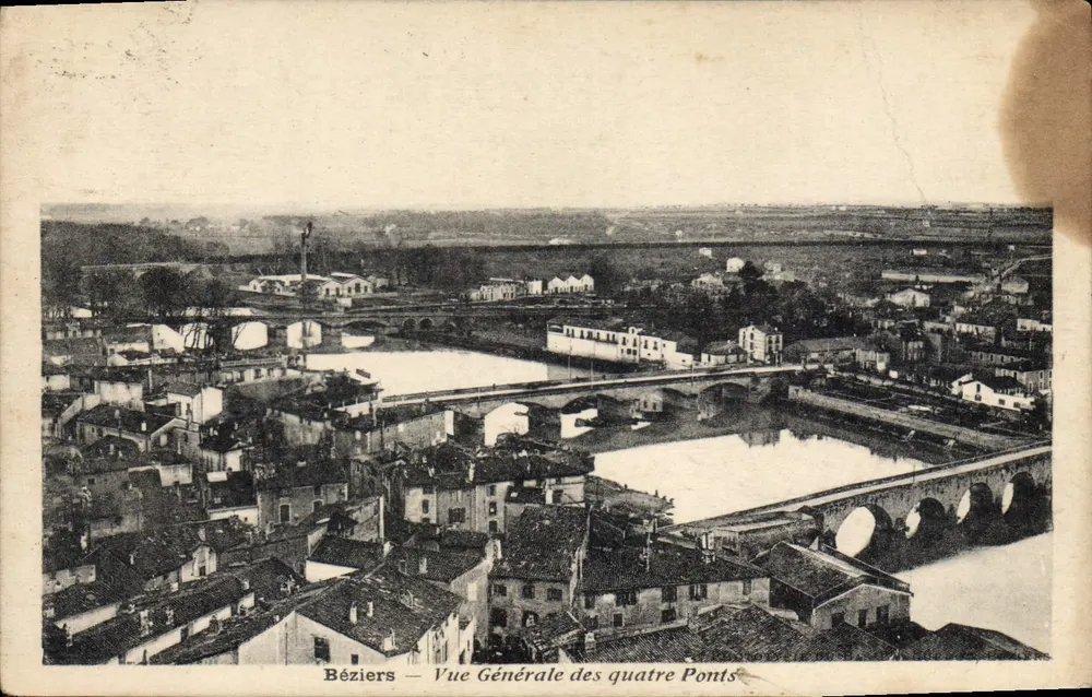 Béziers — Allgemeine Ansicht der vier Brücken - Vorderseite