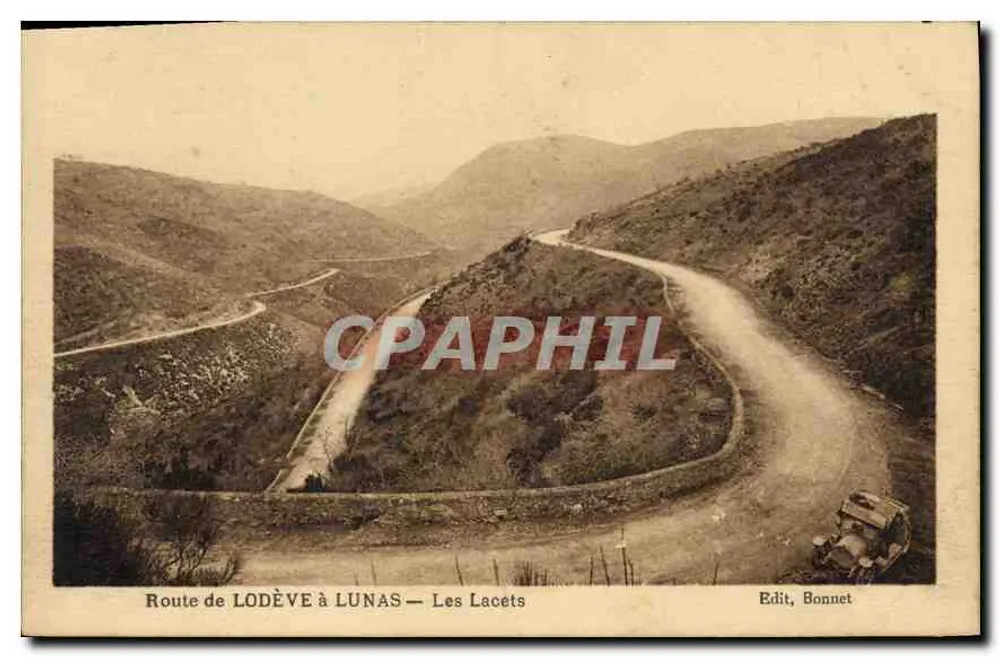 Trasa z Lodève do Lunas — Les Lacets — Wyd. Bonnet - Awers