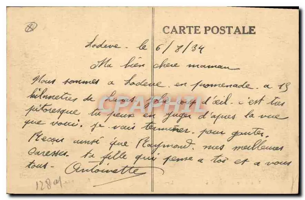 Trasa z Lodève do Lunas — Les Lacets — Wyd. Bonnet - Rewers
