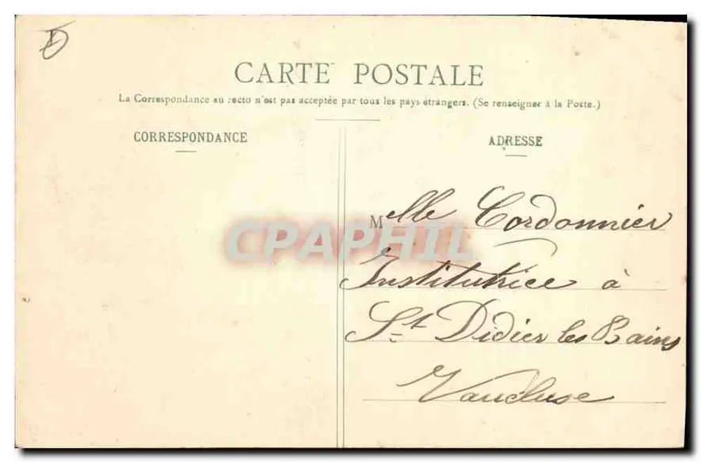 Lamalou-les-Bains - O Square — estátua de mármore — E. Duchêne, ourives, Avenida Charcot - Verso