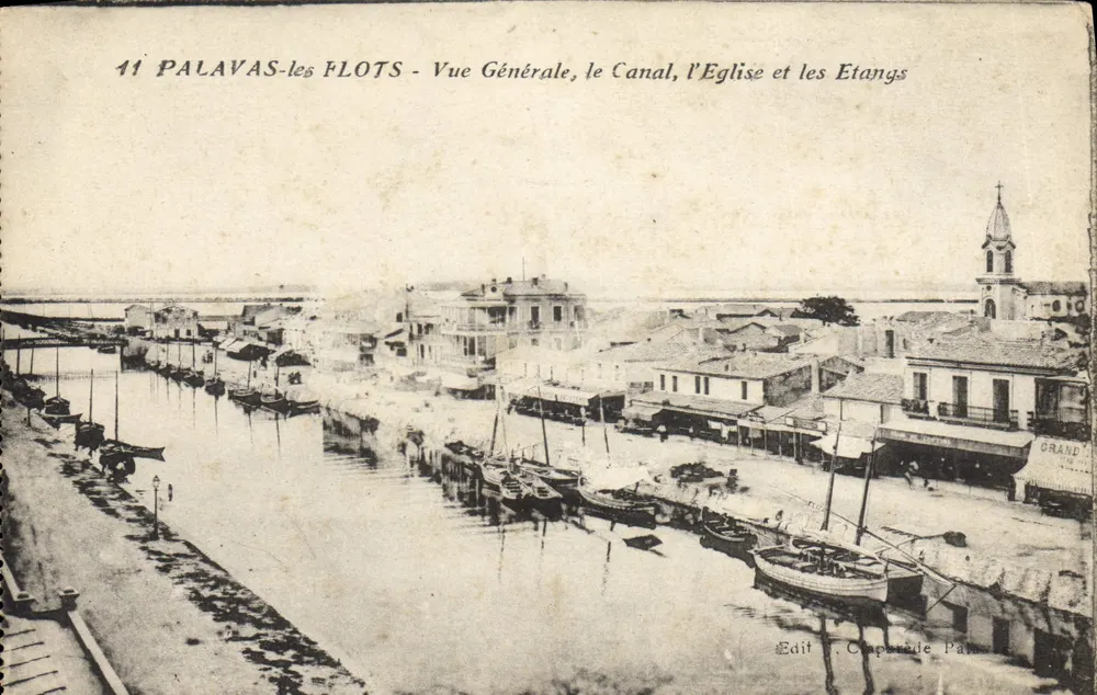 Palavas-les-Flots — Allgemeiner Blick, der Kanal, die Kirche und die Teiche — Edit. J. Chaperade Palavas - Vorderseite