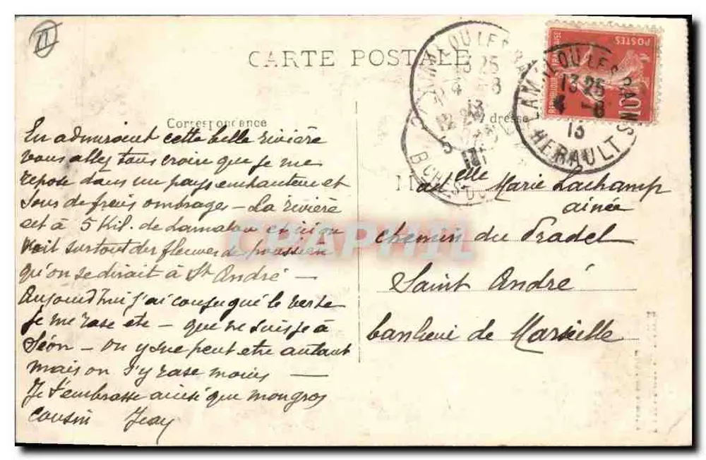 Lamalou-les-Bains — Rio Orb — editor não identificado - Verso