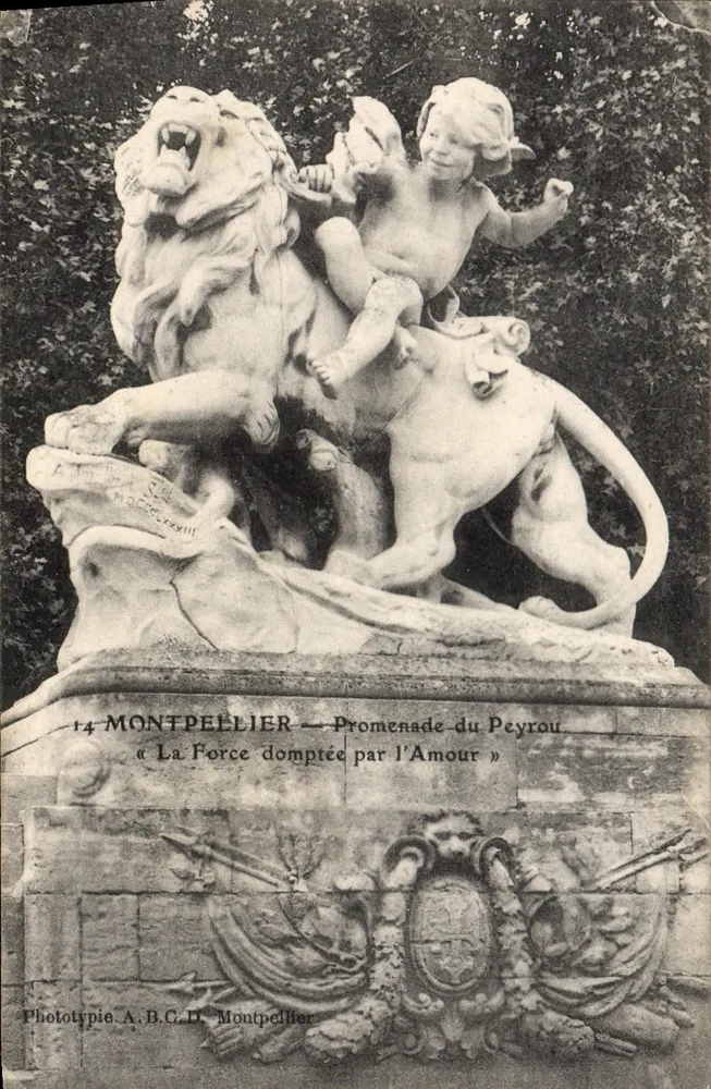 Montpellier — Promenade du Peyrou — La Force domptée par l'Amour — Phototypie A.B.G.D. Montpellier - Vorderseite