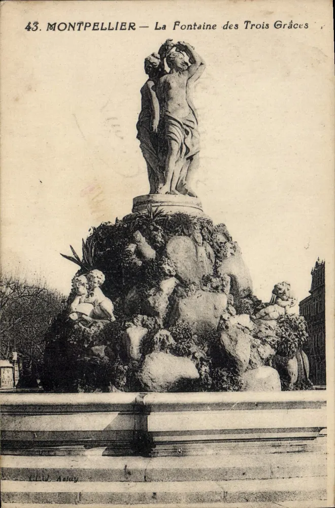 Montpellier — Fonte das Três Graças — J. Angé, editor Montpellier - Frente