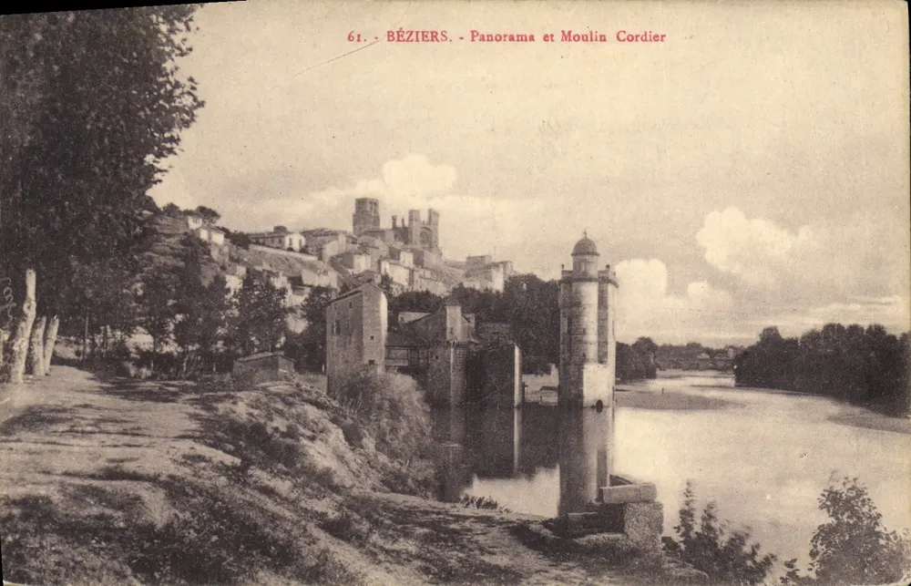 Béziers - Panorama e Mulino Cordier — editore non identificato, n° serie 61 - Recto