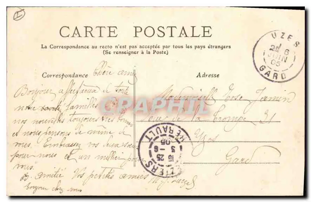 Béziers — Fontäne des Titanen, von Injalbert - M. Pons, phot. - Rückseite