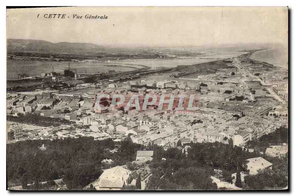 CETTE - Vista Geral — vista aérea da cidade e do porto - Frente