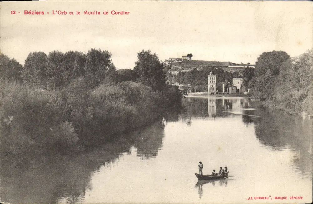 Béziers - Il fiume L'Orb e il Mulino di Cordier — Editore 'Le Chameau', n°12 - Recto