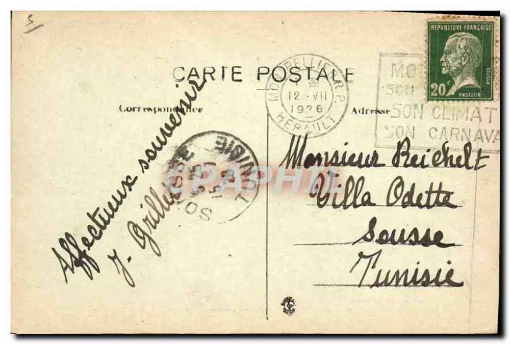 Montpellier — Jardim da Esplanada — Edição J. Féné - Bazar Popular - Verso
