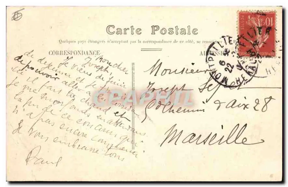 Montpellier — O Square de la Gare Palavas — Edição Paris-Montpellier - Verso