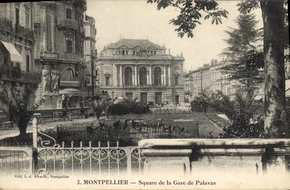 Montpellier — Square de la Gare de Palavas — Edit. L.-J. Ahaille - Frente