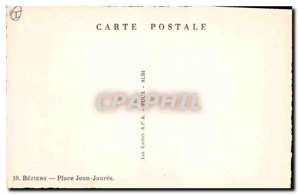 Béziers — Piazza Jean-Jaurès — Le Carte A.P.A. - ALBI - Verso