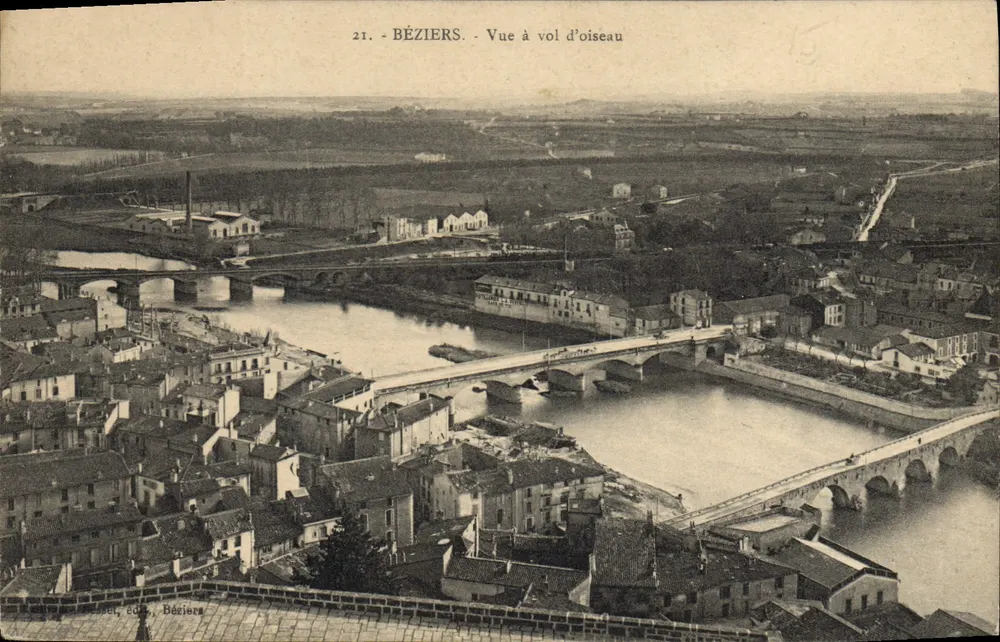 Béziers - Vista aérea — éd. C. L. Béziers, n°21 - Frente