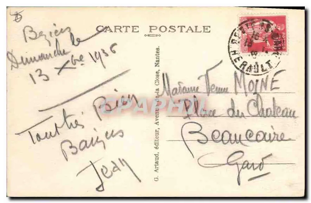 Béziers - Die Fontaine - Place Jean-Jaurès — Verlag G. Arlaud, n°55 - Rückseite