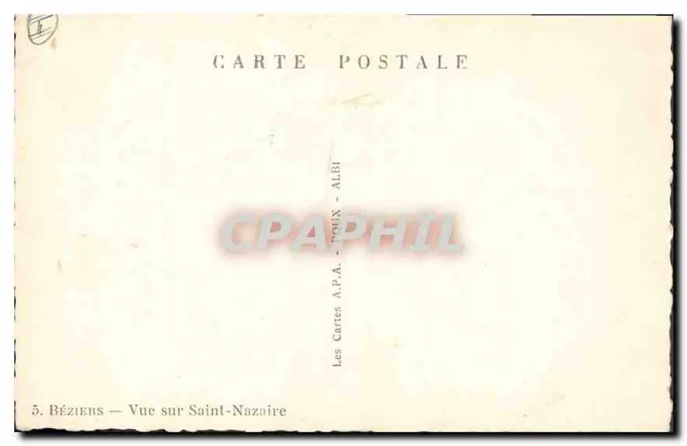 Béziers — Ansicht von Saint-Nazaire — Les Cartes A.P.A. - ALBI - Rückseite