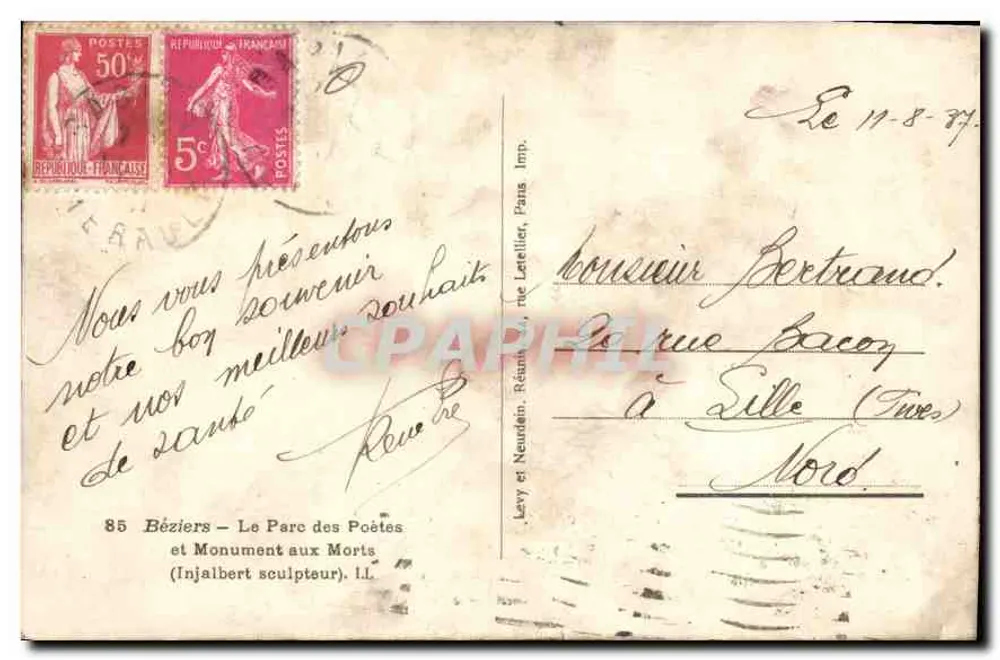 Béziers — Park der Dichter — Gedenkstein für die Toten — Injalbert Bildhauer - Rückseite