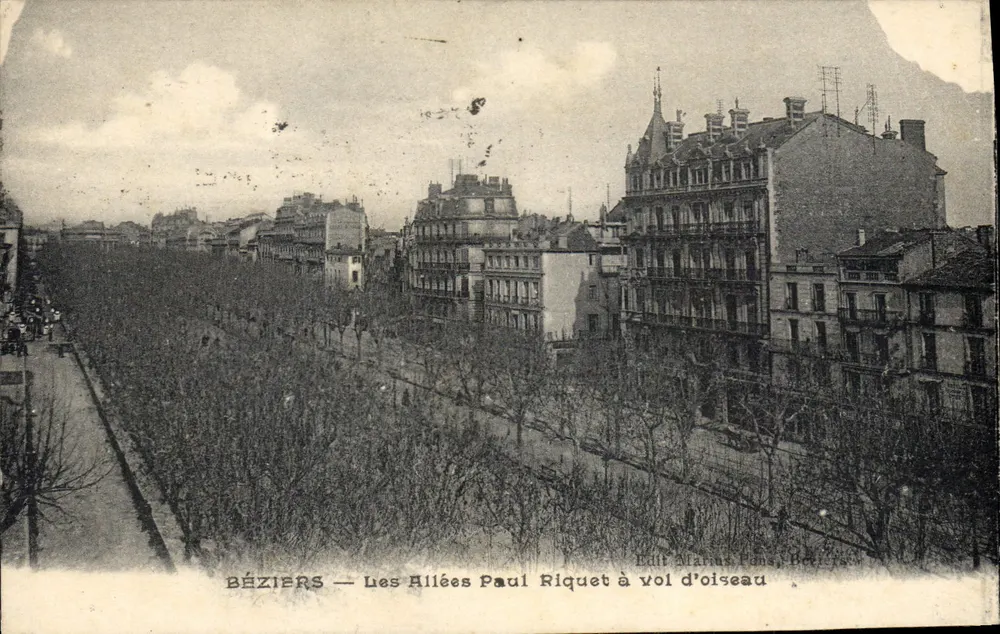 Béziers — Les Allées Paul Riquet aus der Vogelperspektive — Edit Alarius, Pons, Hérault - Vorderseite