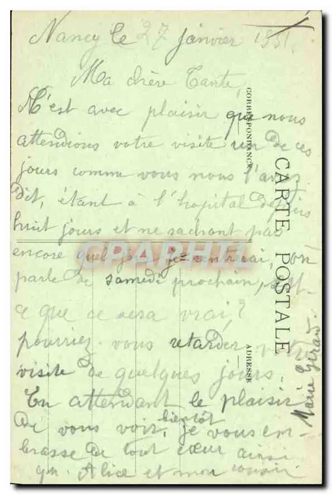 NANCY - A Estátua do Geral Drouot - O Cours Léopold - Verso