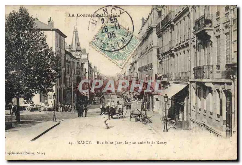 NANCY — Rue Saint-Jean, a mais animada de Nancy — Imprimeries Réunies, Nancy - Frente