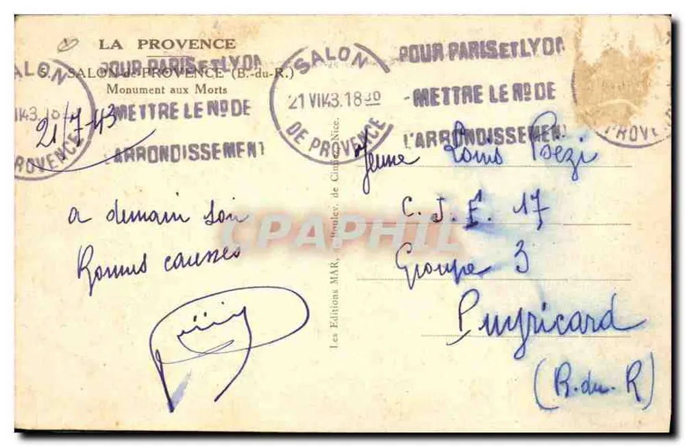 Kriegsdenkmal — 1914-1918 — Les Éditions de la Provence - Rückseite
