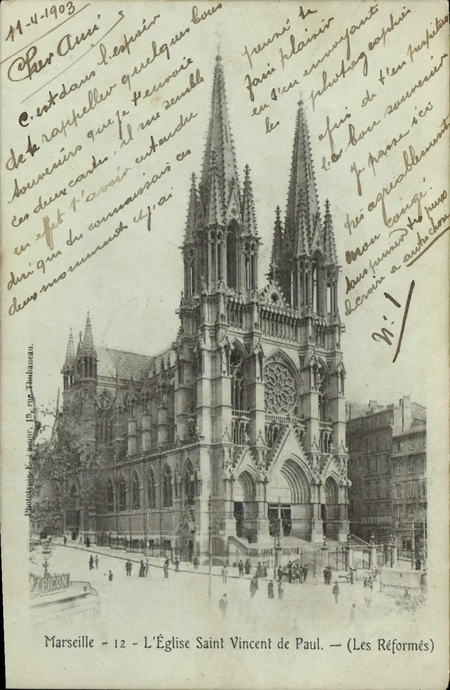 Marseille - A Igreja de São Vicente de Paulo — (Os Reformados) — Fototipia Picon, 12, rue Thublaneau - Frente
