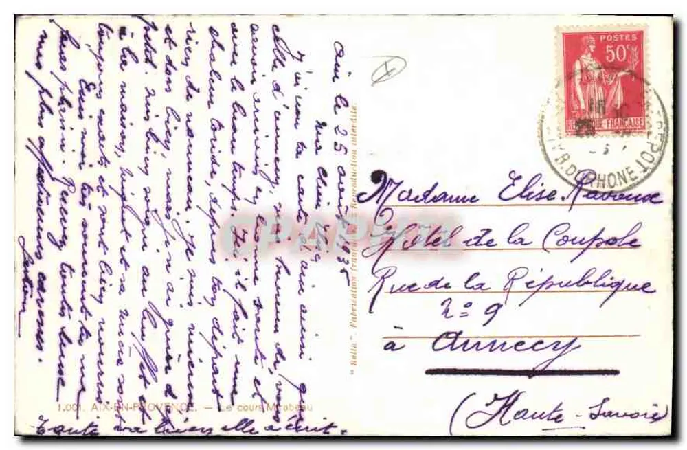 Aix-en-Provence — O curso Mirabeau — editor Rolla - Verso