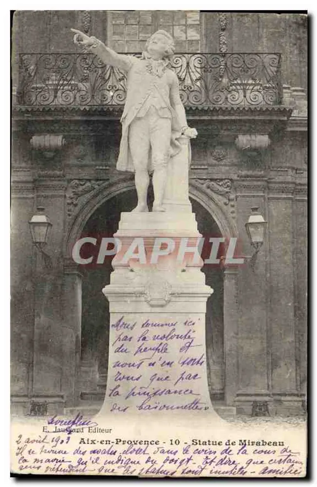 Aix-en-Provence — Estátua de Mirabeau — E. Lausand Editor - Frente