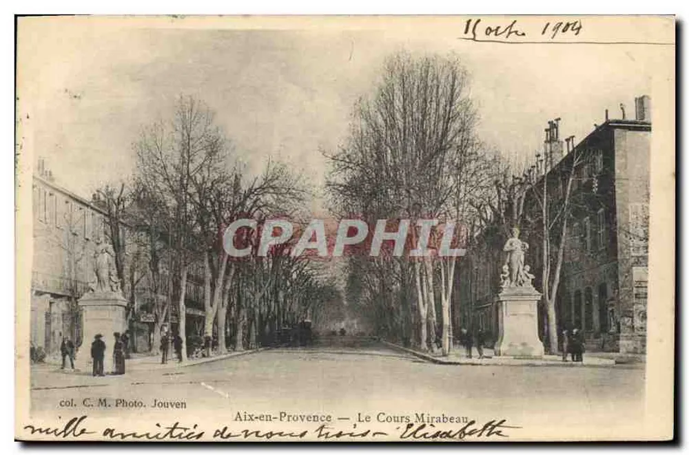 Aix-en-Provence — O Cours Mirabeau — col. C.M. Photo. Jouven - Frente