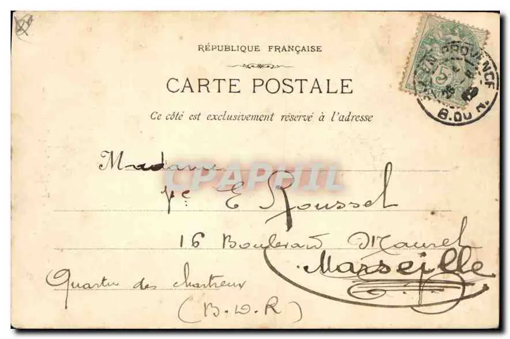 Aix-en-Provence — Fontaine des 4 Dauphins — Verlag E. Jaussaud, n°8 - Rückseite