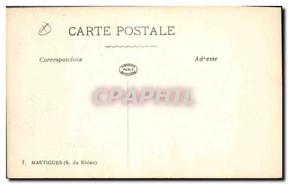 Martigues — vista del puerto con iglesia y barcos — editor Martigues (B. du Rhône) n°7 - Reverso
