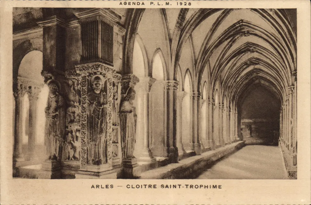 Arles — Claustro de São Trofimé — Agenda P.L.M. 1928 - Frente