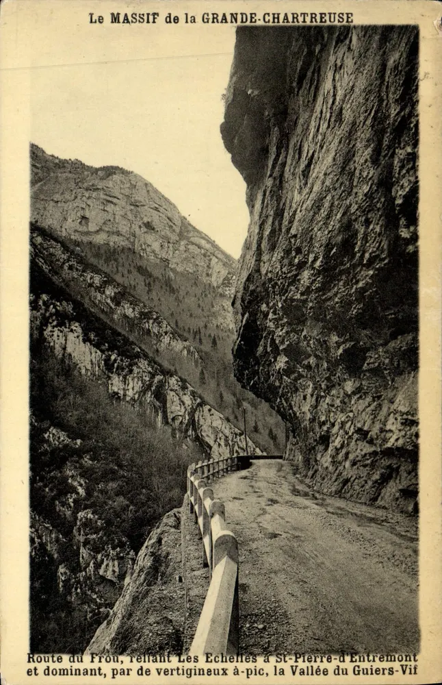 O MASSIF da GRANDE-CHARTREUSE — Estrada do Frou, Les Echelles a St-Pierre-d'Entremont — Ed. J. Collard, Lyon - Frente