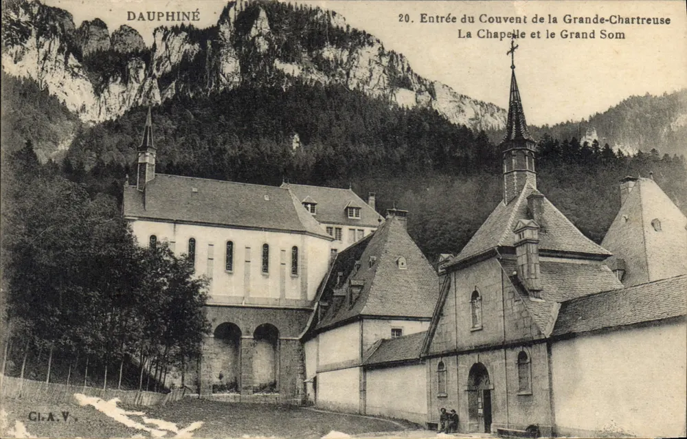 Eingang zum Kloster der Grande-Chartreuse — Die Kapelle und der Grand Som — Cl.A.V. - Vorderseite