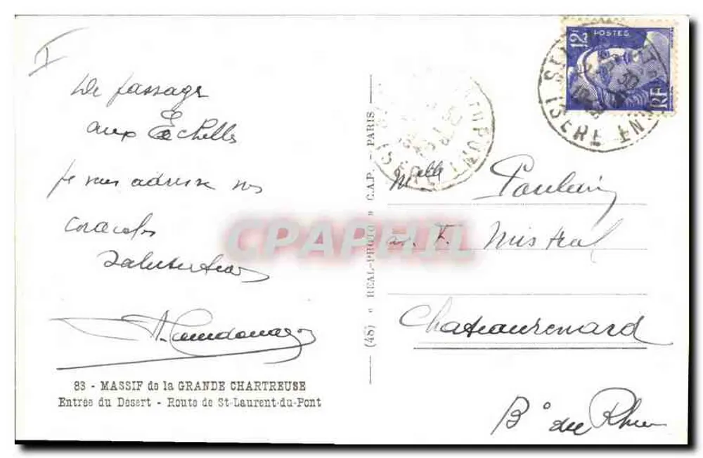 Eingang in den Wüsten - Route de St-Laurent-du-Pont — MASSIF der GRANDE CHARTREUSE — Verlag OAP - Rückseite