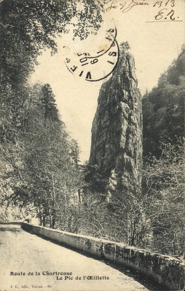 Rodovia da Chartreuse — Pico da Œillette — J. G., editor, Voiron - 96i - Frente