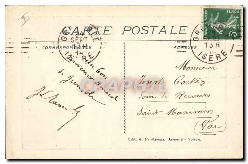 Umgebung von VOIRON (Isère) — La Grande Chartreuse — Eingang zum Desert — Édit. du Printemps, Armand - Voiron - Rückseite