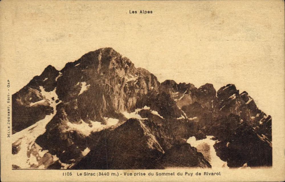 Berg Sirac (3440 m.) — Aussicht vom Gipfel des Puy de Rivarol — Mlle Joubert, Verlag - Gap, Nr. 1105 - Vorderseite