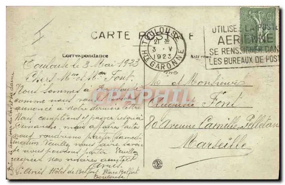 Toulouse — O Hotel de Pierre — Edit. Clémence-Isaure, n° 500 - Verso