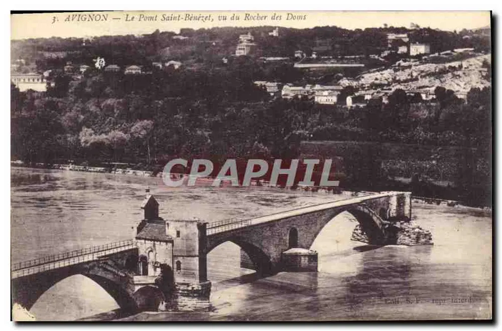 Avignon — Die Brücke Saint-Bénézet, vom Rocber des Doms aus gesehen — Verlag S. F. repr. Interd. - Vorderseite