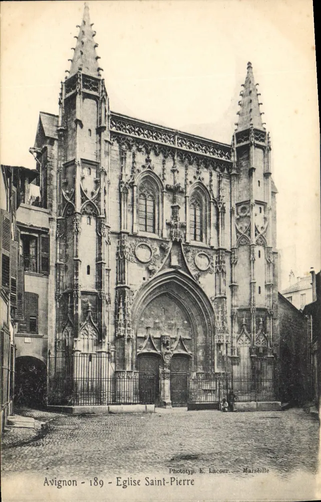 Avignon - Igreja de São Pedro — vista da fachada gótica — Fototyp. E. Lacour — Marselha - Frente
